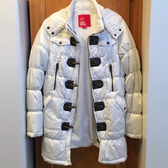 Hot Kiss Jackets & Blazers - Hot Kiss White Long Puffer Jacket w/Hood Size M